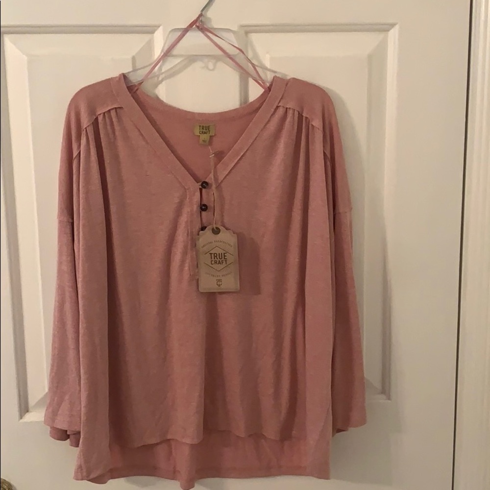 new with tags: pink long sleeve blouse